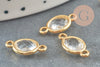 Pendentif connecteur ovale laiton doré Cristal transparent,création bijou cristal et or,15mm, x2 (G4095)