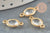 Pendentif connecteur ovale laiton doré Cristal transparent,création bijou cristal et or,15mm, x2 (G4095)