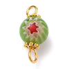 Pendentif connecteur rond verre millefiori zamac doré 18mm, x10 (G4029)