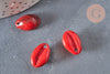 Pendentif coquillage rouge marbré, fourniture créative,perle acrylique,cauri,création bijoux,coquillage bijou,coquillage,19mm,les 10-G1718