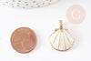 Pendentif coquillage zamac doré blanc 24.5mm, pendentif création bijoux DIY x2 G7045