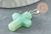 Pendentif croix aventurine verte, fournitures créatives, pendentif pierre, support doré, création bijoux, pierre naturelle, 15mm, x1 G1977