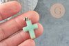 Pendentif croix aventurine verte, fournitures créatives, pendentif pierre, support doré, création bijoux, pierre naturelle, 15mm, x1 G1977