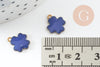 Pendentif croix laiton brut émail bleu 10mm, breloque laiton création bijoux DIY, X10 G3581