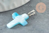 Pendentif croix nacre bleu, fournitures créatives, pendentif pierre, support argenté, pendentif,création bijoux, nacre naturelle, 22mm, x1 G0419