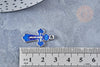 Pendentif croix zamac platine émail bleu 25.5mm,pendentif doré pour création de bijoux,x1 G8474