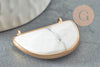 Pendentif demi-lune howlite naturelle laiton doré 32mm,creation bijoux pierre naturelle, x1 G0782