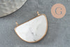 Pendentif demi-lune howlite naturelle laiton doré 32mm,creation bijoux pierre naturelle, x1 G0782