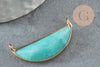 Pendentif demi-lune jade turquoise laiton doré 32mm,creation bijou,pendentif pierre naturelle, x1 G0888