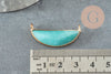 Pendentif demi-lune jade turquoise laiton doré 32mm,creation bijou,pendentif pierre naturelle, x1 G0888