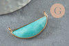 Pendentif demi-lune jade turquoise laiton doré 32mm,creation bijou,pendentif pierre naturelle, x1 G0888