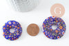 Pendentif donut millefiori,verre murano, cabochons verre, verre millefiori,fait main,pendentif rond verre,29-39mm X1 G1451