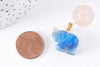 Pendentif éléphant agate bleue support doré, pendentif pierre agate naturelle bleue, pierre naturelle, 18.5mm, x1 G3903