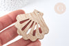 Pendentif en bois coquillage ajouré 52mm,création bijoux bois, X2 G7275