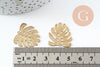 Pendentif feuille laiton,breloque laiton brut,bijou laiton,feuille monstera, bijoux,pendentif laiton brut,22mm, x2 G1763