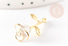 Pendentif fleur rose émail blanc, Pendentif laiton brut, bijou laiton,fleur laiton bijoux,pendentif laiton brut,27mm, x1 G6430