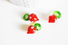 Pendentif fraise fruit rouge,perle verre tchèque,fruit verre,pendentif verre,verre artisanal,pendentif chance,25mm, X5 G1985