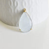 Pendentif goutte agate bleu clair support doré, pendentif pierre,agate naturelle, agate bleue,création bijoux, pierre naturelle, 32mm, x1 G3058