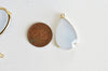 Pendentif goutte agate bleu clair support doré, pendentif pierre,agate naturelle, agate bleue,création bijoux, pierre naturelle, 32mm, x1 G3058