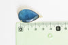 Pendentif goutte agate bleu support doré, pendentif pierre agate naturelle verte,création bijoux en pierre naturelle, 32mm, x1 G2040