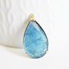 Pendentif goutte agate bleu support doré, pendentif pierre agate naturelle verte,création bijoux en pierre naturelle, 32mm, x1 G2040