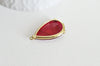 Pendentif goutte agate naturelle rouge laiton doré 32mm, x1 (G3057)