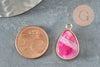 Pendentif goutte agate rose, pendentif pierre, support doré, pierre naturelle, création bijoux, 23.5mm, x1 G4510