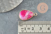 Pendentif goutte agate rose, pendentif pierre, support doré, pierre naturelle, création bijoux, 23.5mm, x1 G4510