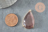 Pendentif goutte agate sienne support doré, pendentif pierre,agate naturelle,création bijoux, pierre naturelle, 32mm, x1 G4449