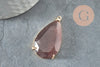 Pendentif goutte agate sienne support doré, pendentif pierre,agate naturelle,création bijoux, pierre naturelle, 32mm, x1 G4449