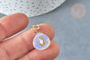 Pendentif goutte amulette opalite acier inoxydable doré 21mm, pendentif pierre naturelle, x1 G7643