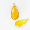 Pendentif goutte jade jaune doré, fournitures créatives,pendentif jade, pendentif pierre,jade naturel, jade teinté jaune,33mm, x1 G0302