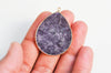 Pendentif goutte jade lilas, pendentif pierre, support doré, pierre naturelle, 17-19mm, x1 G3718