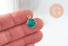 Pendentif goutte jade naturel bleu turquoise laiton doré 18mm, x1 (G0422)