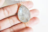 Pendentif goutte labradorite naturelle laiton doré 39mm, x1 (G2731)