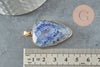 Pendentif goutte lapis lazulis naturel laiton doré 40mm, x1 (G0488)