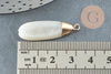 Pendentif goutte nacre blanche naturelle laitonN doré 32x10mm,nacre blanche,bijou nacre,coquillage blanc, x1 G2777