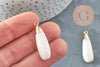 Pendentif goutte nacre blanche naturelle laitonN doré 32x10mm,nacre blanche,bijou nacre,coquillage blanc, x1 G2777