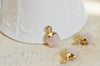 Pendentif goutte quartz rose naturel fer doré 14mm ,pendentif bijoux pierre quartz rose naturel, x2 G0972