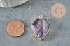 Pendentif hexagone améthyste,Pendentif pierre violet, pierre naturelle,pendentif améthyste, améthyste naturelle,30mm, x1 G1405