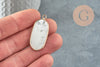 Pendentif hexagone howlite naturel 37mm, création bijou pierre naturelle,bijou pierre, howlite naturelle, x1 G1960