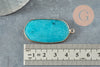 Pendentif hexagone jade naturel bleu laiton doré 49mm, x1 (G0861)