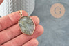 Pendentif hexagone labradorite, fournitures créatives, pendentif pierre, labradorite naturelle,création bijoux, pierre naturelle, 30mm, x1 G1473