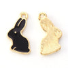 Pendentif lapin zamac doré émail noir 17mm,pendentif doré pour création de bijoux,lot de 5 G6095