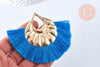 Pendentif large pompon fil bleu clair support doré,pendentif en fil sur support doré, 85-92mm, x 2, G4891