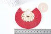 Pendentif large pompon fil rouge foncé support fer doré 85-92mm,pendentif bijoux xxL, x 2 G8375