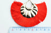 Pendentif large pompon fil rouge support doré,pendentif en fil sur support doré, 85-92mm, x 2, G4534