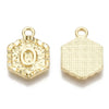 Pendentif lettre initiale zamac doré 18k sans nickel hexagone 17.5mm,pendentif initale lettre mot prenom,à x1,x1 G3463