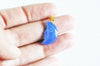 Pendentif lune agate bleue support doré, pendentif pierre agate naturelle bleue,création bijoux en pierre naturelle, 23mm, x1,G3200