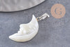 Pendentif lune visage nacre blanche naturelle laiton platine 22-28mm, création bijoux coquillage blanc, x1 (G9917)